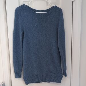 LOFT Women's Heather Blue Crew Neck Sweater